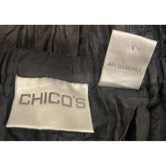 Chico’s Black Crinkle Velvet‎ Panel Skirt Sz 12/14 Boho Gothic Festival Evening - Picture 7 of 8